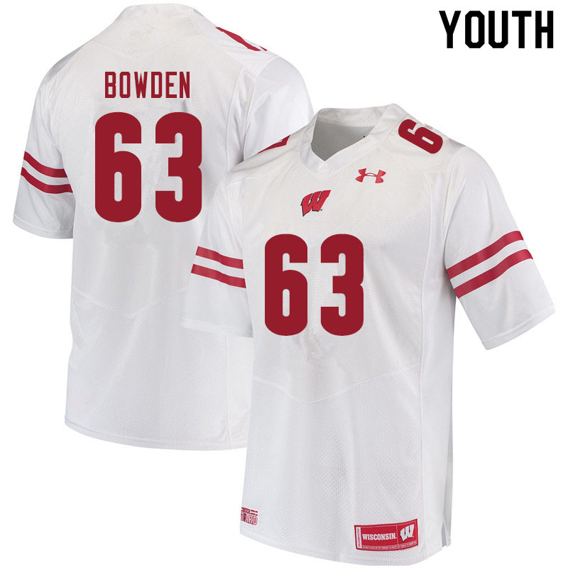 Youth #63 Peter Bowden Wisconsin Badgers College Football Jerseys Sale-White